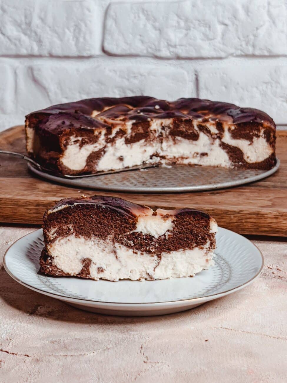 Sernik zebra bez cukru – KETO sernik z warstwą brownie 🦓